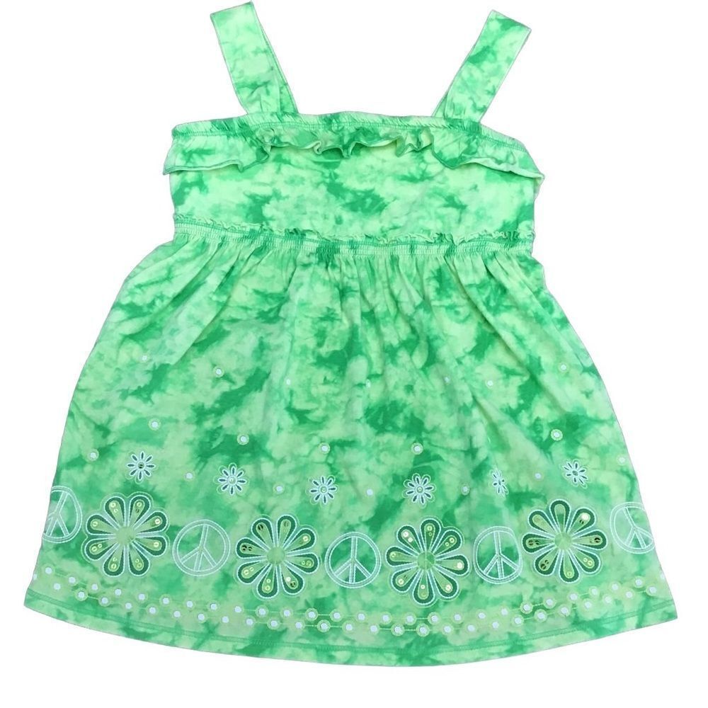 Justice Lime Green Floral Tank Top Girls Size 14 Cotton Sleeveless
